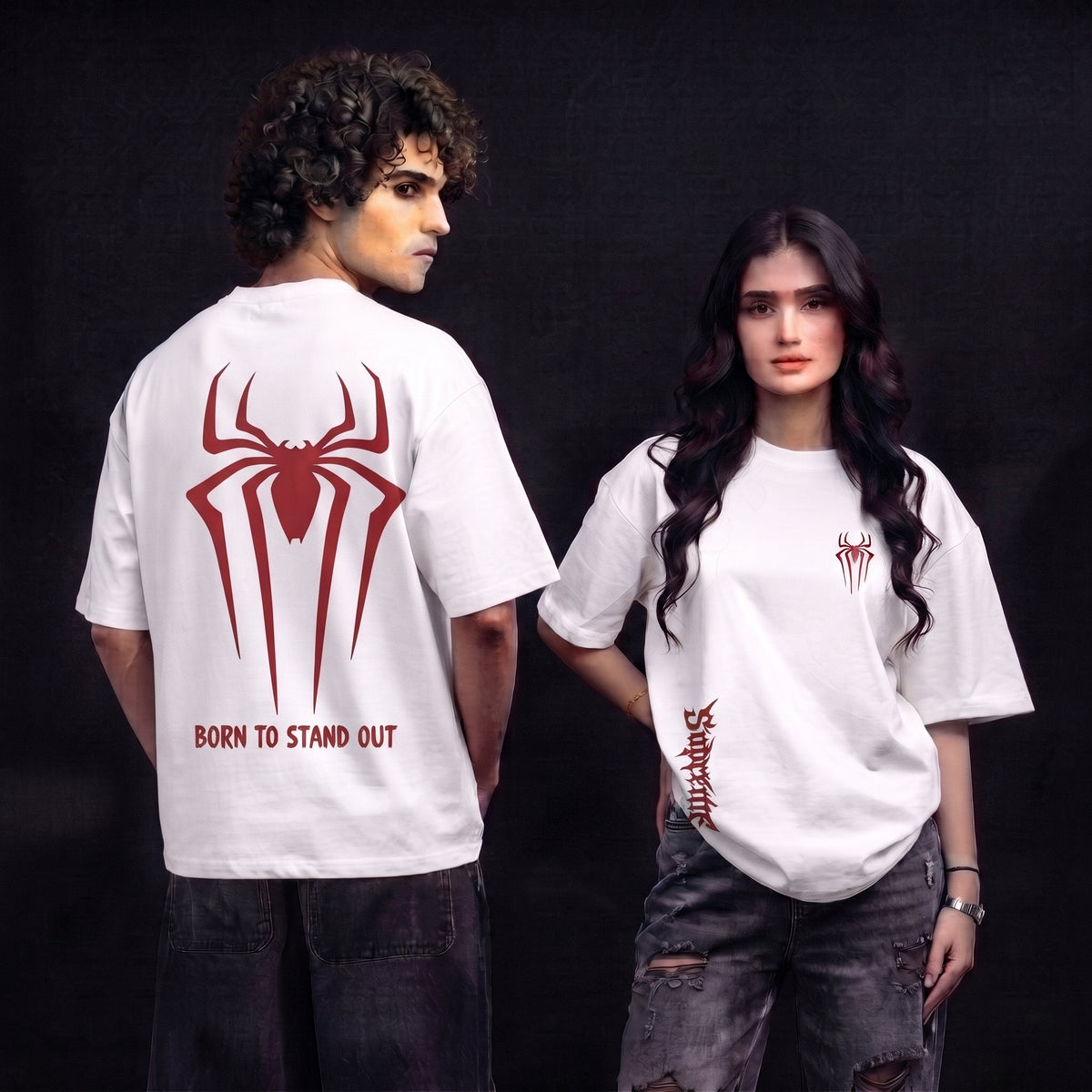 White Spider Graphic Oversized T-Shirt