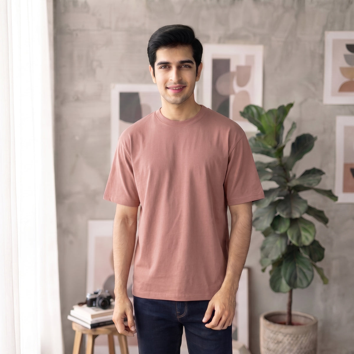 Dusty Pink Plain Oversized T-Shirt