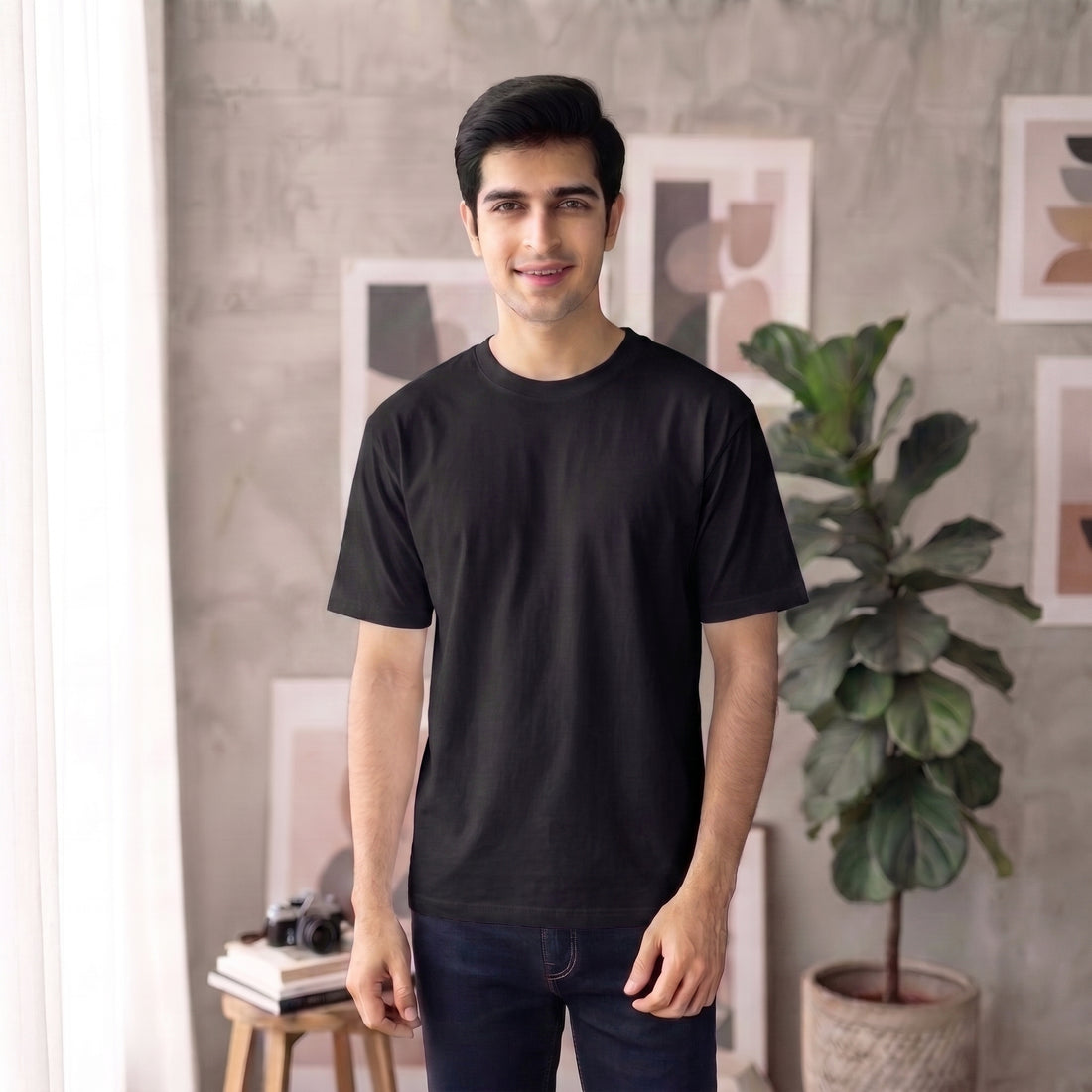 Black Plain Oversized T-Shirt