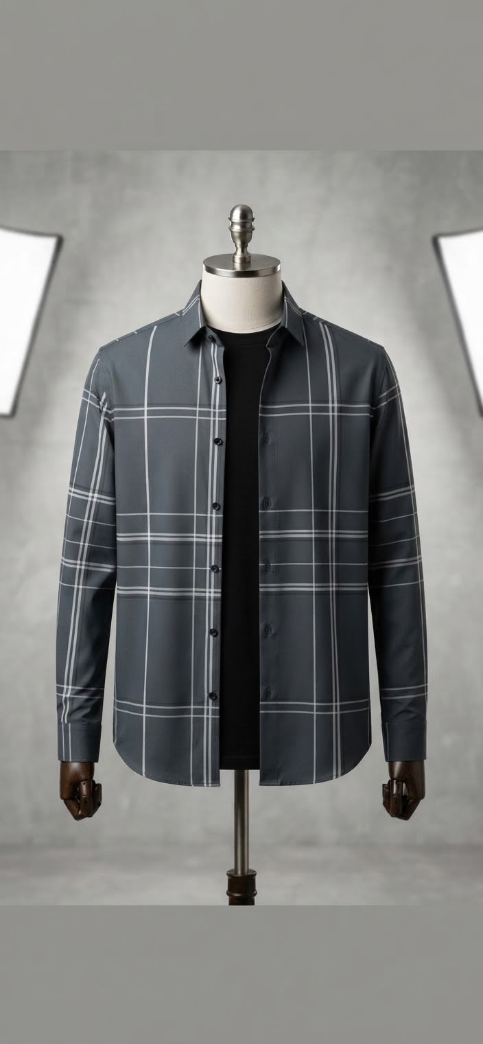 BLACK FULL SLEEVES WITH BLACK INNER TEXTURES SHIRT