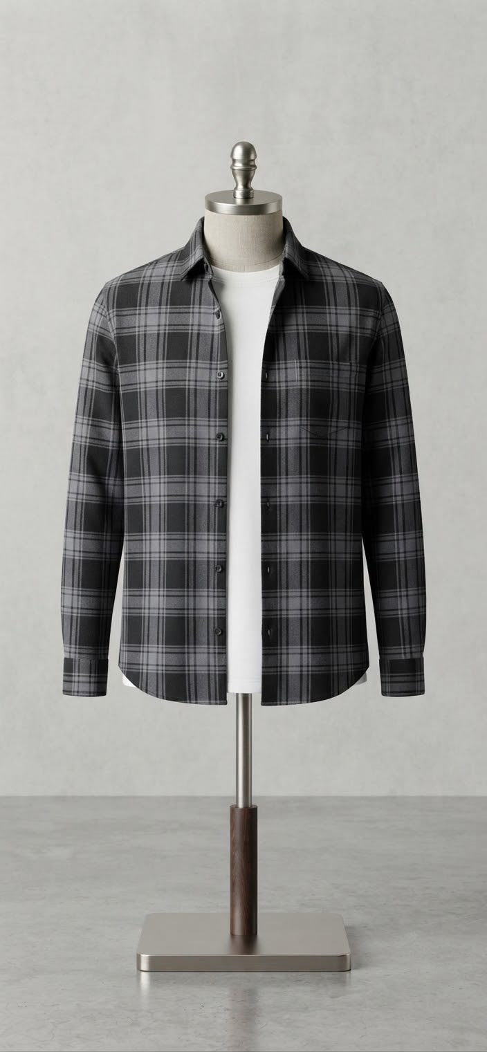 Black Textured Casual Shirt