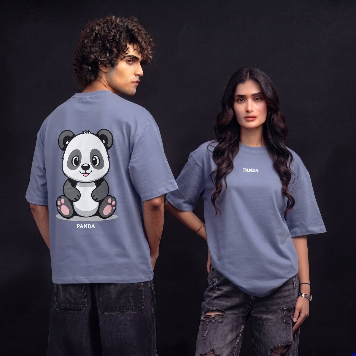 Blue Panda Graphic Oversized T-Shirt