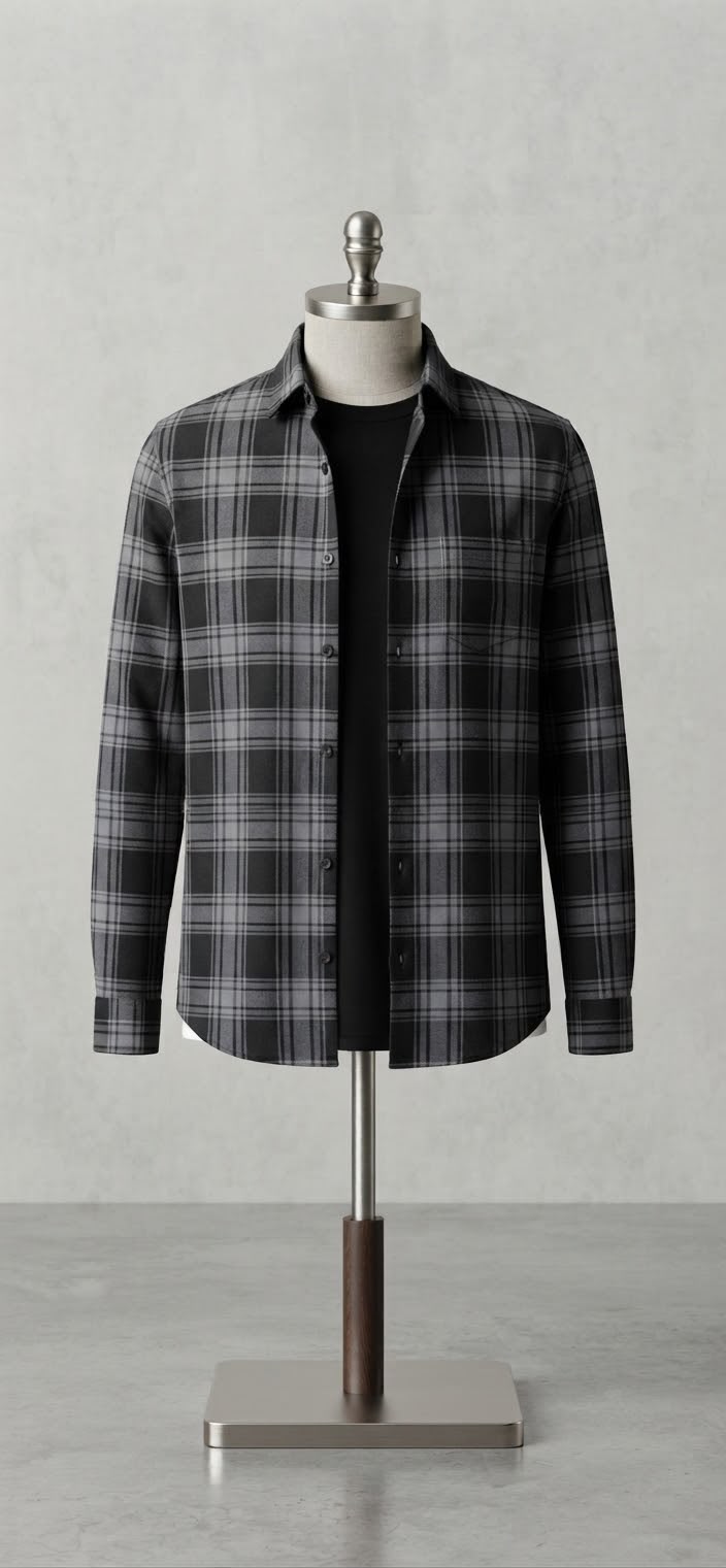 DARK BLACK TEXTURES FULL SLEEVES SHIRT